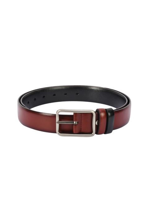

BuckleUp Men Maroon & Black Solid Belt