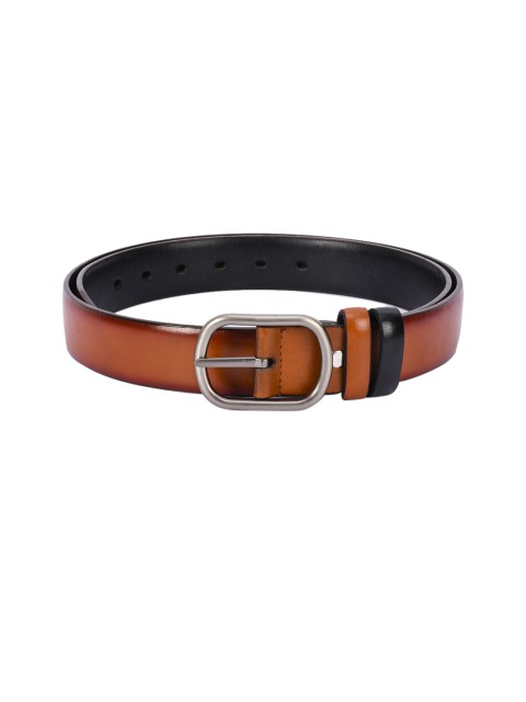

BuckleUp Men Tan & Black Solid Belt