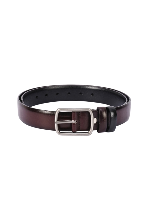 

BuckleUp Men Coffee Brown & Black Solid Belt