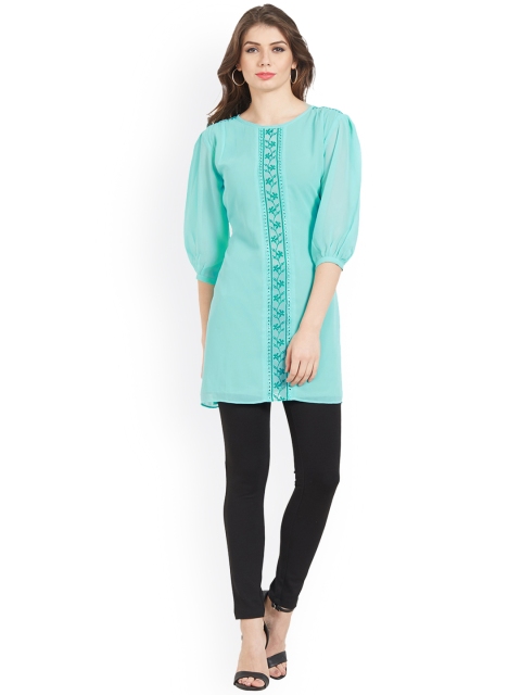 

Kvsfab Women Green Woven Design Kurti