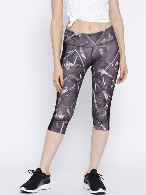 

Reebok Women Mauve & Black WOR Wing Dimension Printed Training Tights