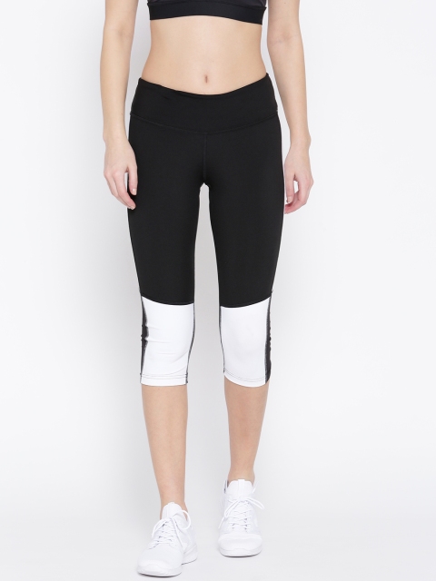 

Reebok Women Black & White WOR Colourblocked Training Tights