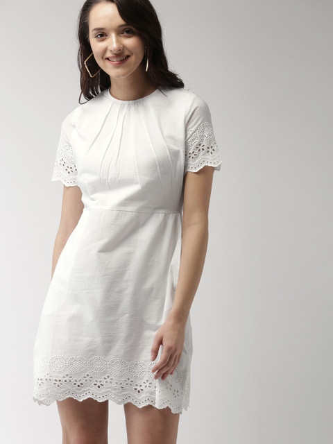 

Mast & Harbour Women White Solid A-Line Dress