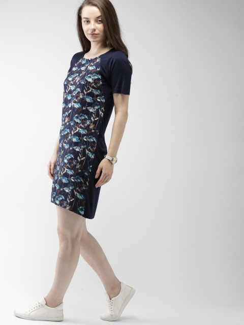 

Mast & Harbour Women Navy Blue Printed T-shirt Dress