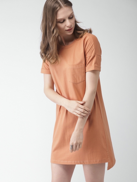 

Mast & Harbour Women Rust Solid T-shirt Dress