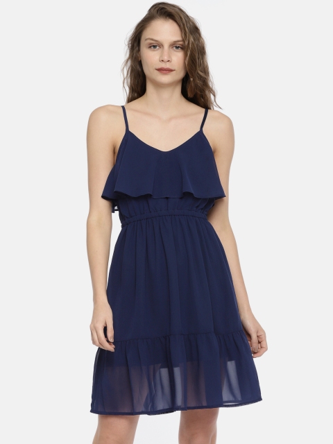 

Mast & Harbour Women Navy Blue Solid Fit and Flare Dress