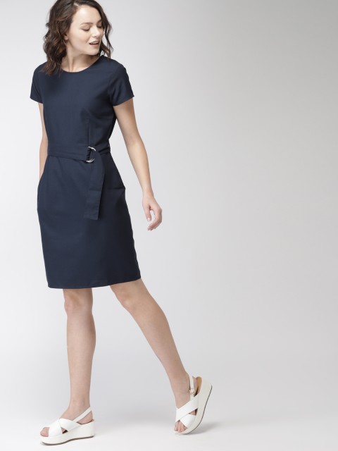 

Mast & Harbour Women Navy Blue Solid Sheath Dress