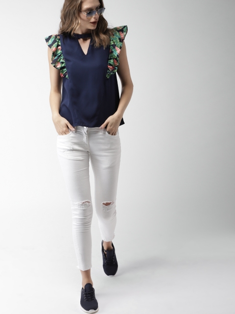 

Mast & Harbour Women Navy Blue Solid Top
