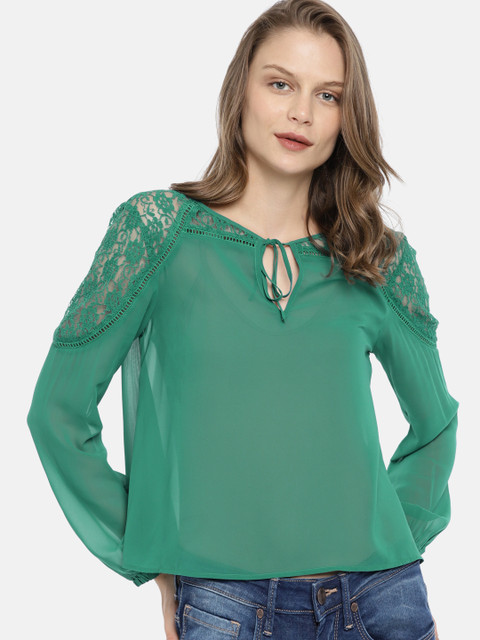 

Mast & Harbour Women Green Solid Top