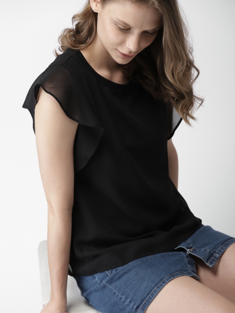 

Mast & Harbour Women Black Solid Top