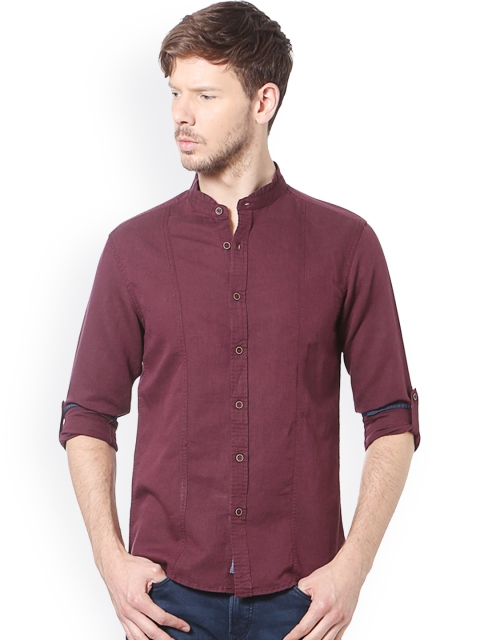 

People Men Maroon Slim Fit Solid Casual Shirt