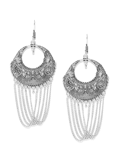 

Priyaasi Silver-Plated Peacock Shaped Handcrafted Drop Earrings