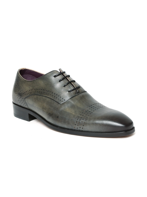 

Louis Philippe Men Olive Green Leather Semiformal Oxfords