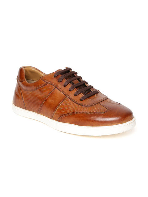 

Louis Philippe Men Tan Brown Perforated Leather Sneakers
