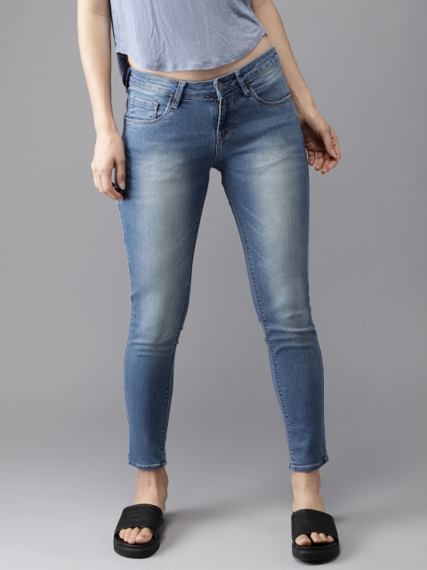 

HERE&NOW Women Blue Skinny Fit Mid-Rise Cropped Clean Look Stretchable Jeans