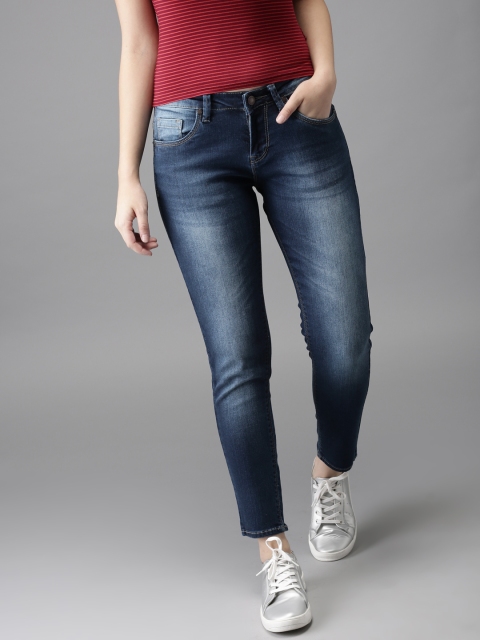 

HERE&NOW Women Blue Skinny Fit Mid-Rise Ankle Length Clean Look Stretchable Jeans