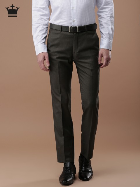 

Louis Philippe Men Charcoal Grey Ultra Slim Fit Solid Formal Trousers
