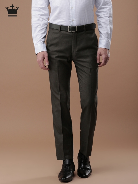 

Louis Philippe Men Charcoal Grey Ultra Slim Fit Solid Formal Trousers