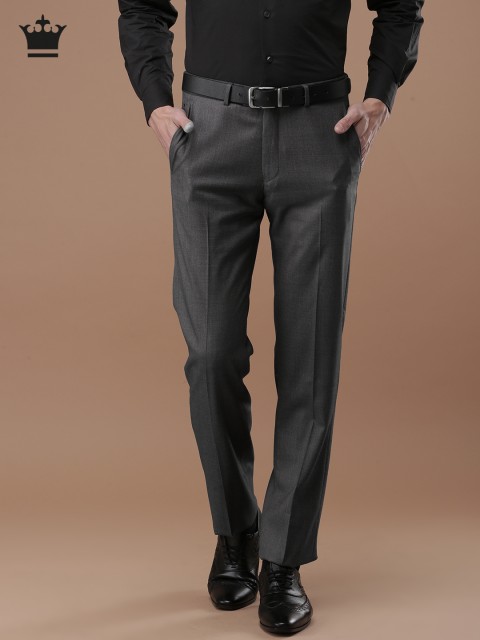 

Louis Philippe Men Grey Slim Fit Solid Formal Trousers