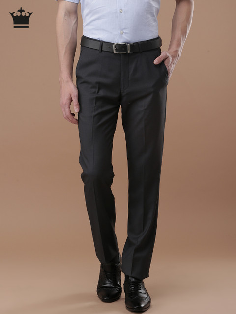 

Louis Philippe Men Grey Slim Fit Solid Formal Trousers