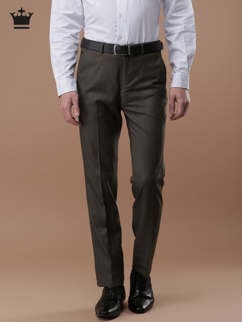

Louis Philippe Men Brown Ultra Slim Fit Solid Formal Trousers