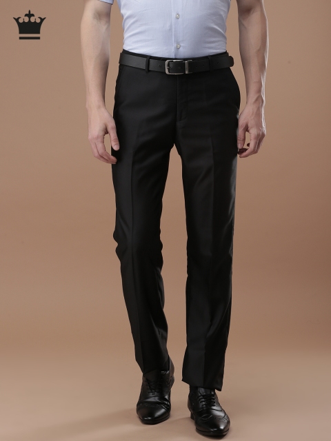 

Louis Philippe Men Black Slim Fit Solid Formal Trousers