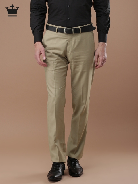 

Louis Philippe Men Beige Ultra Slim Fit Solid Formal Trousers