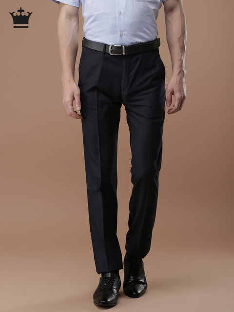 

Louis Philippe Men Navy Blue Ultra Slim Fit Solid Formal Trousers