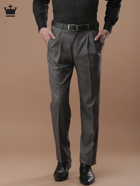 

Louis Philippe Men Grey Classic Regular Fit Solid Formal Trousers