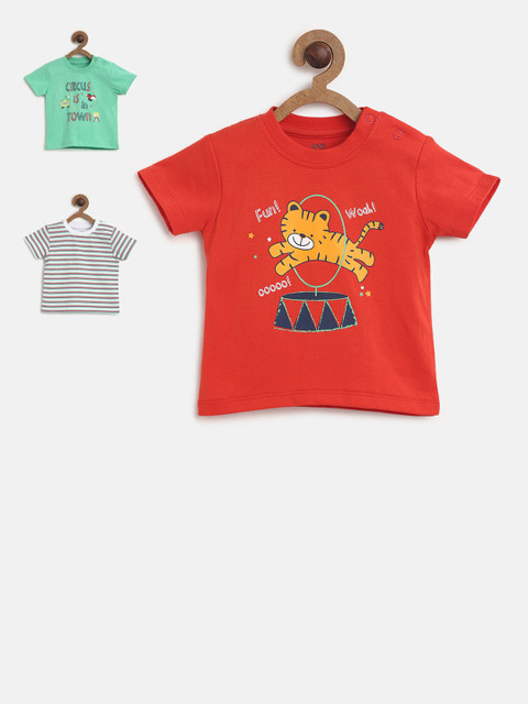 

MINI KLUB Boys Pack of 3 Printed T-shirts, Red