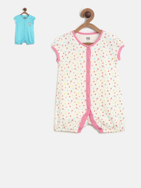 

MINI KLUB Boys Pack of 2 Printed Knitted Rompers, Off white