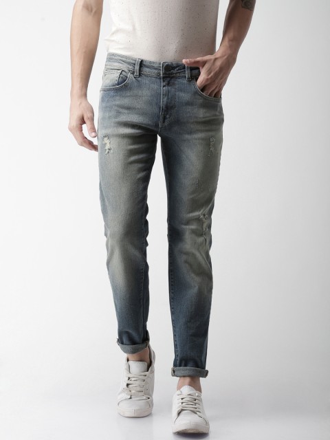 

SELECTED Men Blue Slim Fit Mid-Rise Low Distress Stretchable Jeans