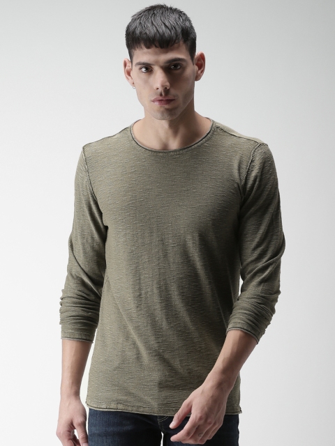 

SELECTED Men Green Slim Fit Solid Round Neck T-shirt