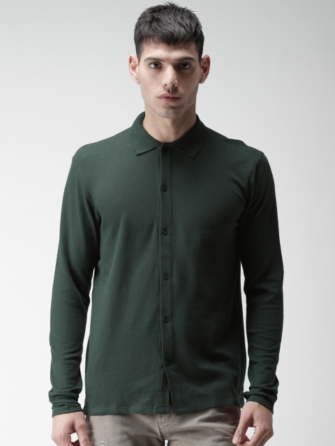 

SELECTED Men Green Regular Fit Solid Casual Shirt