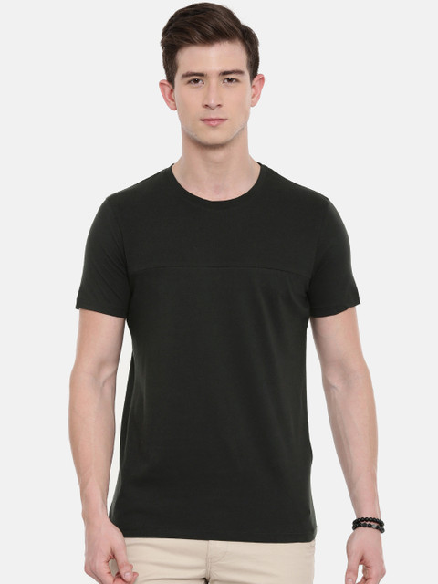 

SELECTED Men Black Solid Round Neck T-shirt