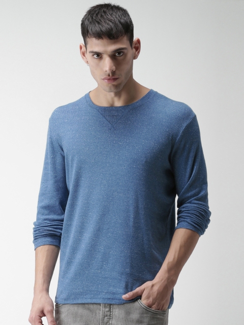 

SELECTED Men Blue Slim Fit Solid Round Neck T-shirt