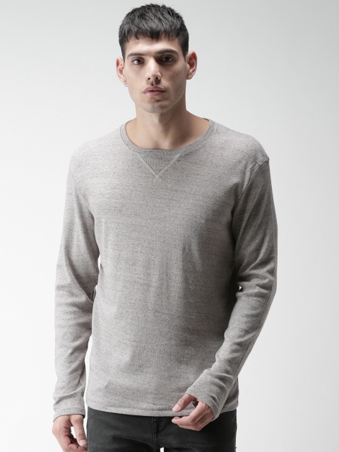 

SELECTED Men Grey Solid Round Neck T-shirt