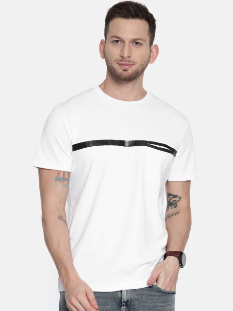 

SELECTED Men White Solid Slim Fit Round Neck T-shirt