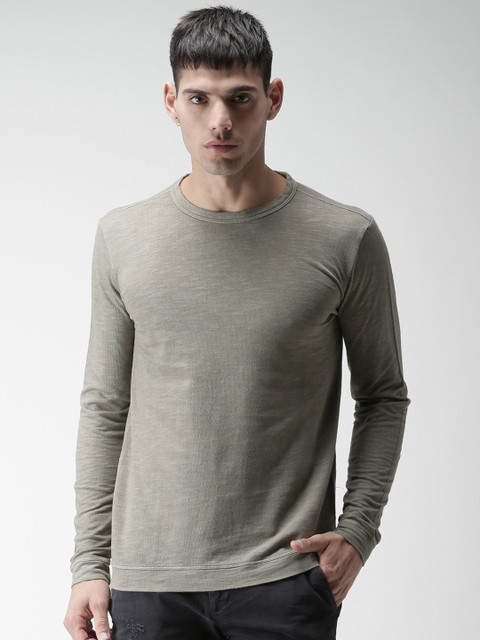 

SELECTED Men Green Slim Fit Solid Round Neck T-shirt