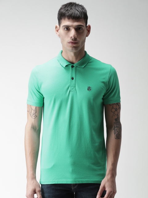 

SELECTED Men Green Slim Fit Solid Polo Collar T-shirt