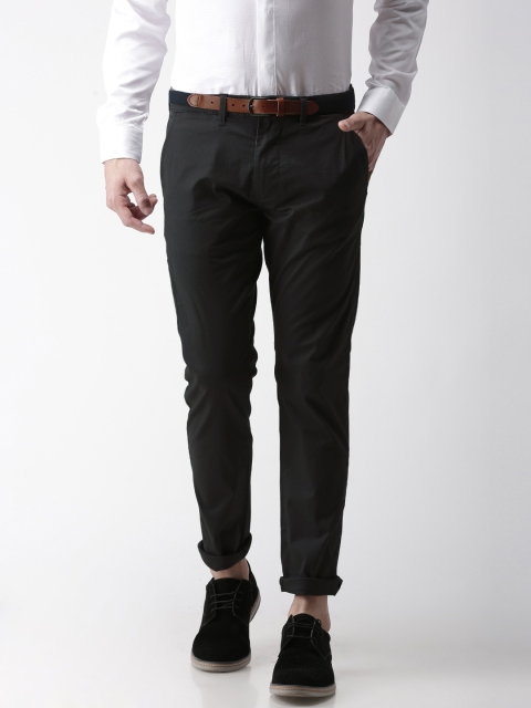 

SELECTED Men Charcoal Grey Slim Fit Solid Chinos