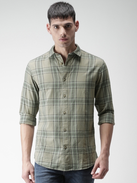 

SELECTED Men Green Slim Fit Checked Formal Shirt