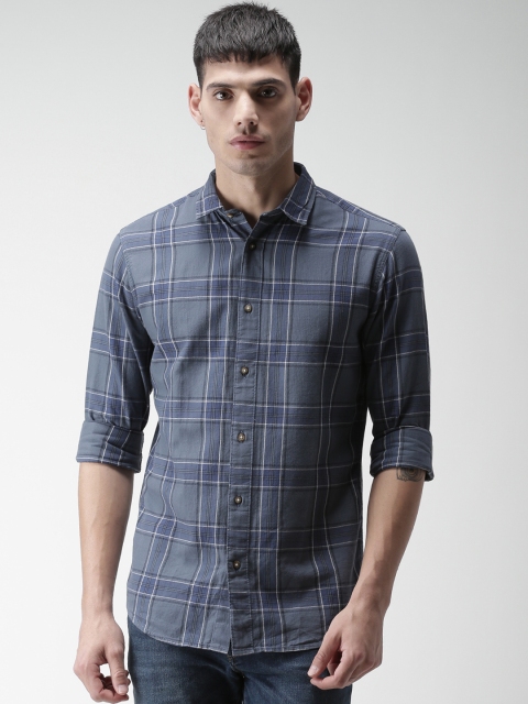 

SELECTED Men Blue Slim Fit Checked Casual Shirt
