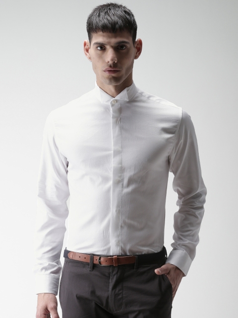 

SELECTED Men White Slim Fit Solid Semi-Formal Shirt