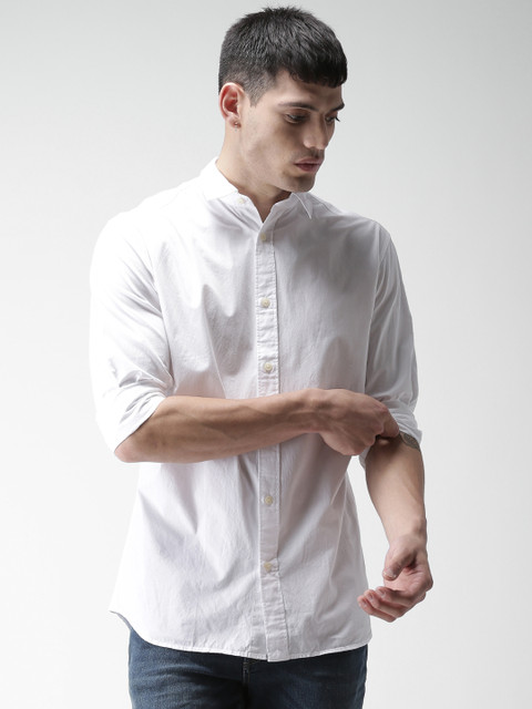 

SELECTED Men White Slim Fit Solid Casual Shirt