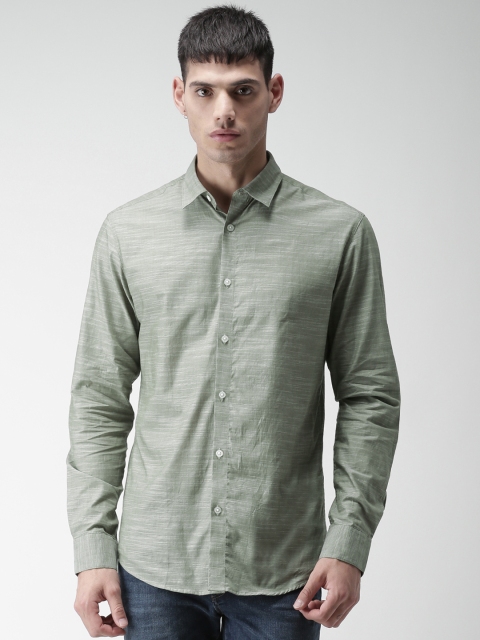 

SELECTED Men Green Slim Fit Solid Casual Shirt