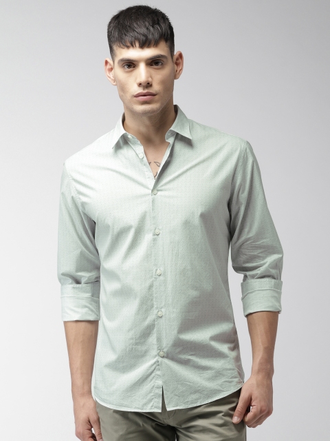 

SELECTED Men Green Slim Fit Printed Casual Shirt