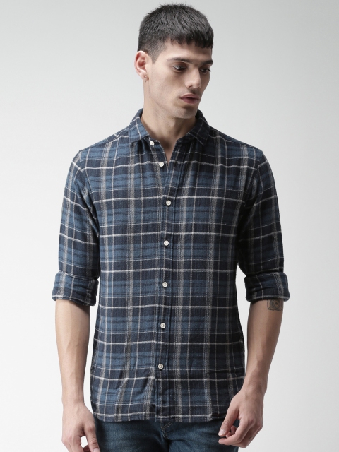 

SELECTED Men Blue Slim Fit Checked Casual Shirt