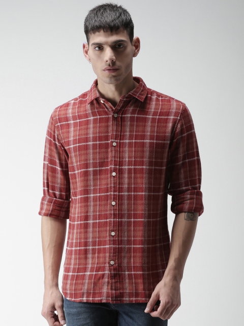 

SELECTED Men Red Slim Fit Checked Casual Shirt