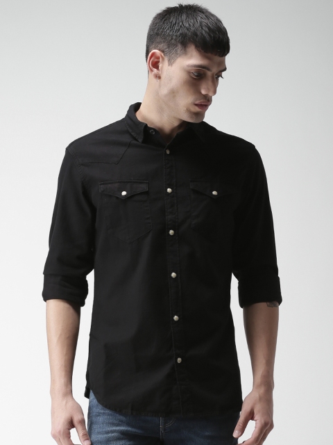 

SELECTED Men Black Slim Fit Solid Casual Shirt